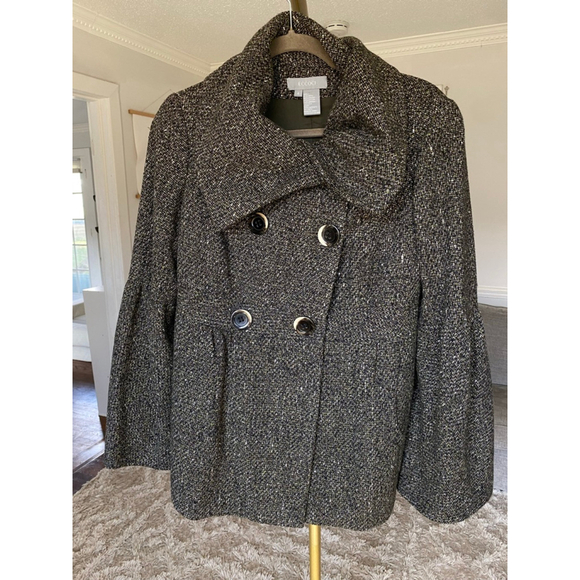 Eccoci Double Breasted Tweed Coat Wool Silk Angora 4 Classic Preppy Parisian Y2K - Picture 2 of 10